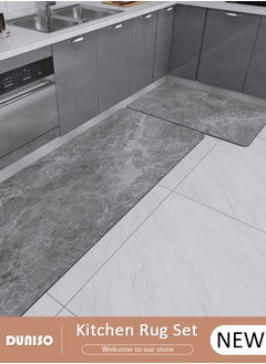 DUNISO 2 PCS  Kitchen Mats and Rugs Set , Non Slip Heavy Duty Standing Mat, Quick Dry Diatom Mud Floor Mat,  Extra Soft and Absorbent Floor Mats for  Kitchen, Bath, Office, Laundry(40*60cm+40*120cm)  - Image 1
