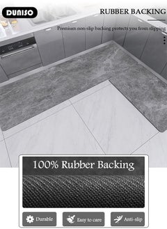DUNISO 2 PCS  Kitchen Mats and Rugs Set , Non Slip Heavy Duty Standing Mat, Quick Dry Diatom Mud Floor Mat,  Extra Soft and Absorbent Floor Mats for  Kitchen, Bath, Office, Laundry(40*60cm+40*120cm)  - Image 2