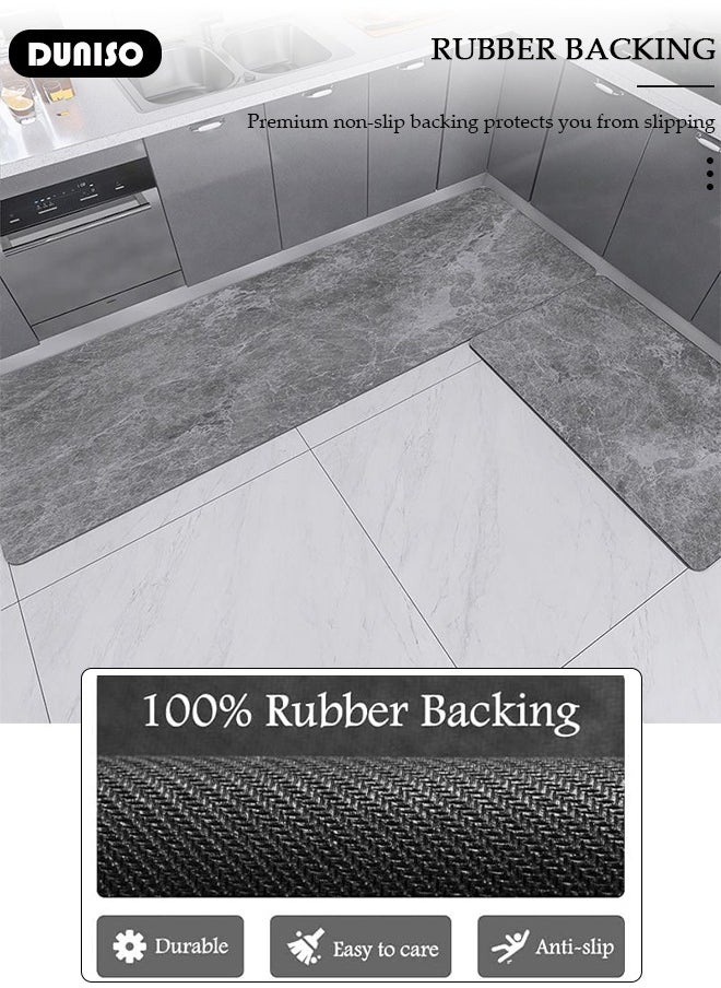 DUNISO 2 PCS  Kitchen Mats and Rugs Set , Non Slip Heavy Duty Standing Mat, Quick Dry Diatom Mud Floor Mat,  Extra Soft and Absorbent Floor Mats for  Kitchen, Bath, Office, Laundry(40*60cm+40*120cm)  - Image 2