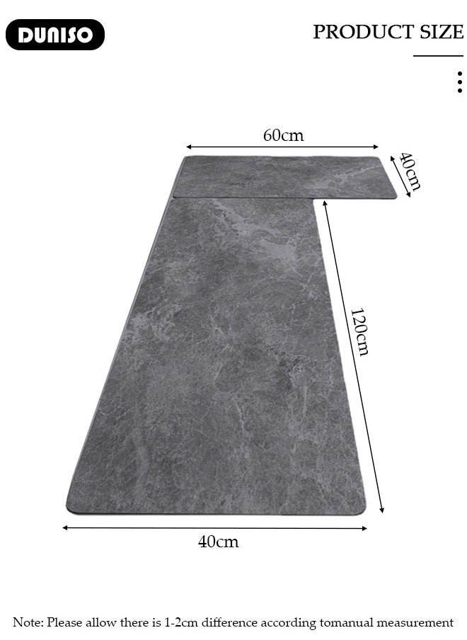 DUNISO 2 PCS  Kitchen Mats and Rugs Set , Non Slip Heavy Duty Standing Mat, Quick Dry Diatom Mud Floor Mat,  Extra Soft and Absorbent Floor Mats for  Kitchen, Bath, Office, Laundry(40*60cm+40*120cm)  - Image 4