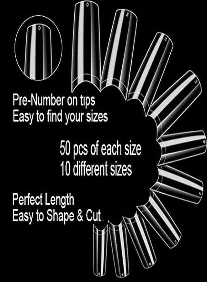 Vivace نصائح أظافر صناعية واضحة ملكية 500 بحجم 10 مع علبة بلاستيكية شفافة لمتجر الأظافر صالون الأظافر - Image 3