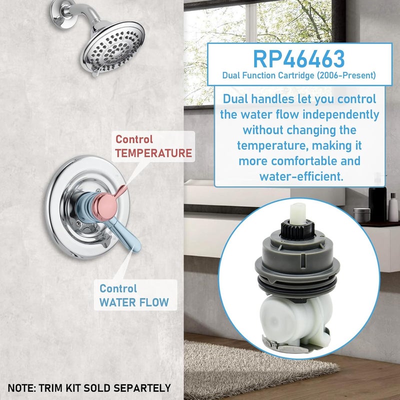 Ahenbal RP46463 Shower Cartridge for Delta Monitor 17 Series, Dual Function Bath Tub and Shower Faucet Valve, Includes RP46073 Seat and Spring Adapter(2006–Present) - Image 4