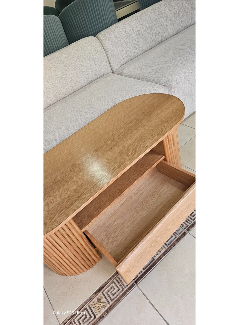 M Furniture -Oval center table strips 130x55 - Image 5