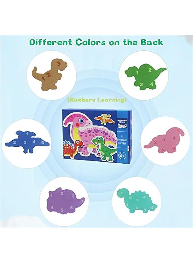 6 Packs Dinosaur Wooden Shaped Jigsaw Puzzles for Toddlers Ages 1 2 3, Level-up Puzzles for Beginner, Montessori Learning Toys Preschool Educational Activity for Kids Ages 2-5 - Image 3