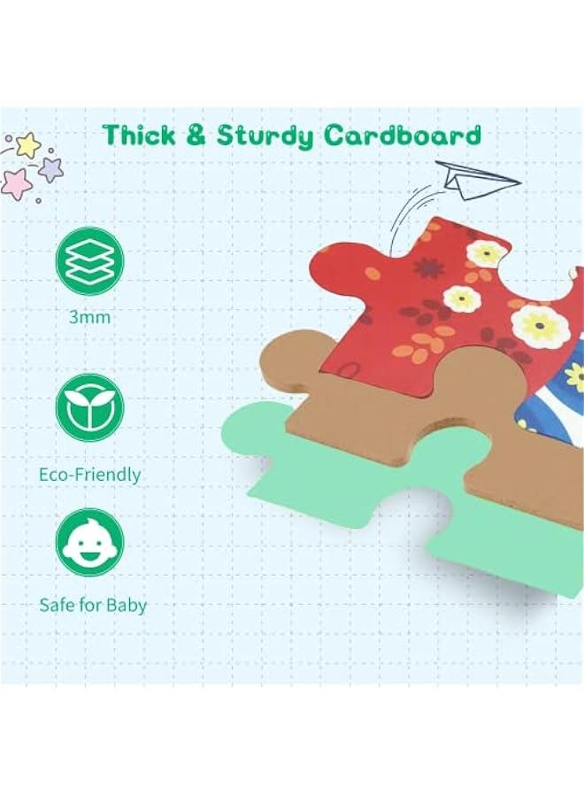 6 Packs Dinosaur Wooden Shaped Jigsaw Puzzles for Toddlers Ages 1 2 3, Level-up Puzzles for Beginner, Montessori Learning Toys Preschool Educational Activity for Kids Ages 2-5 - Image 4