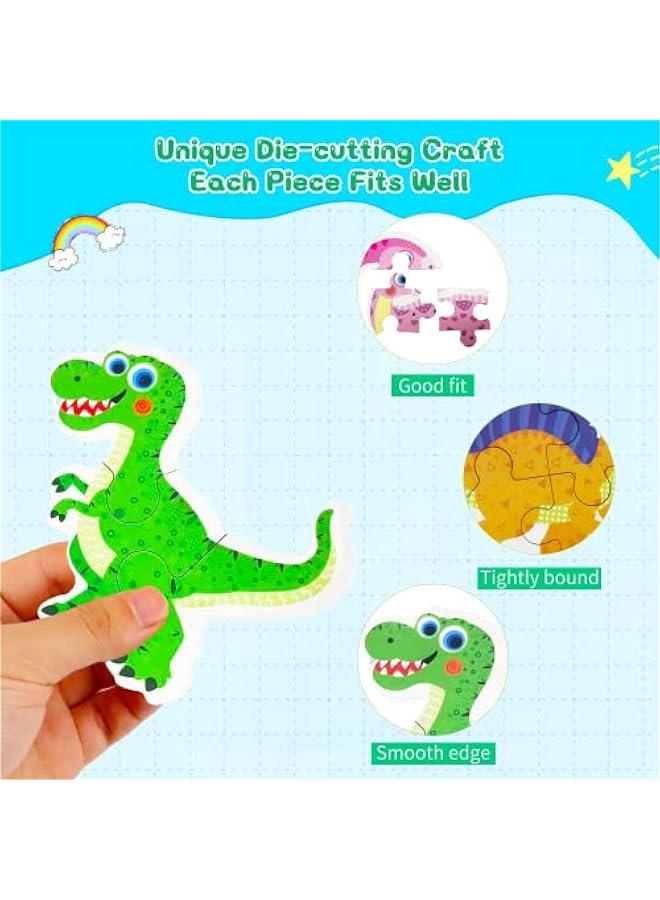 6 Packs Dinosaur Wooden Shaped Jigsaw Puzzles for Toddlers Ages 1 2 3, Level-up Puzzles for Beginner, Montessori Learning Toys Preschool Educational Activity for Kids Ages 2-5 - Image 5