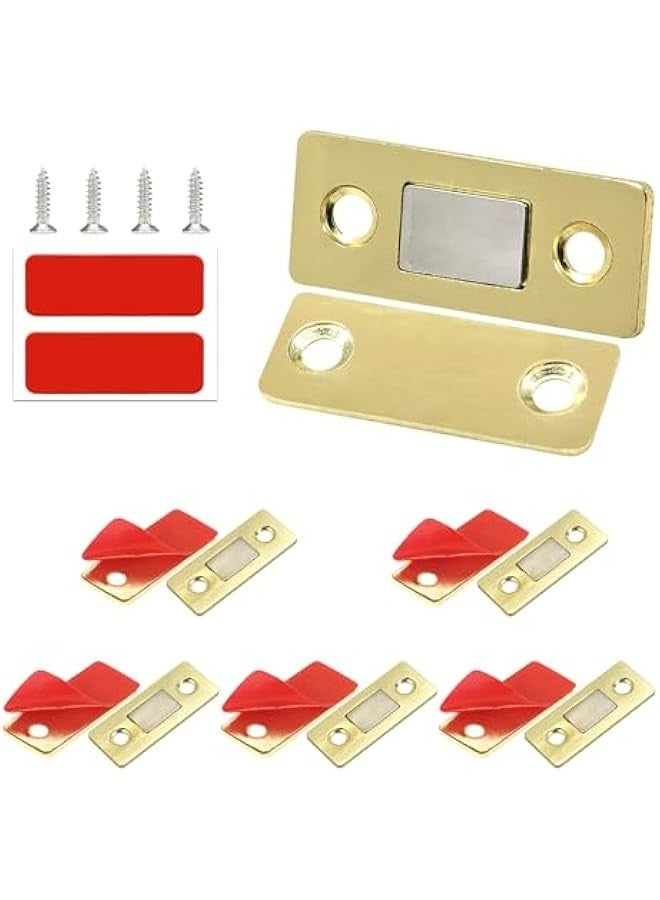 6 Pack Ultra Thin Gold Magnetic Cabinet Door Catch, Adhesive Magnets for Kitchen Drawer Closet, Strong Concealed Latch  - Image 1