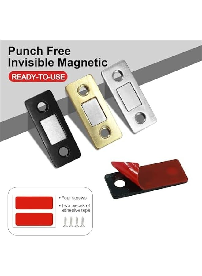 6 Pack Ultra Thin Gold Magnetic Cabinet Door Catch, Adhesive Magnets for Kitchen Drawer Closet, Strong Concealed Latch  - Image 5