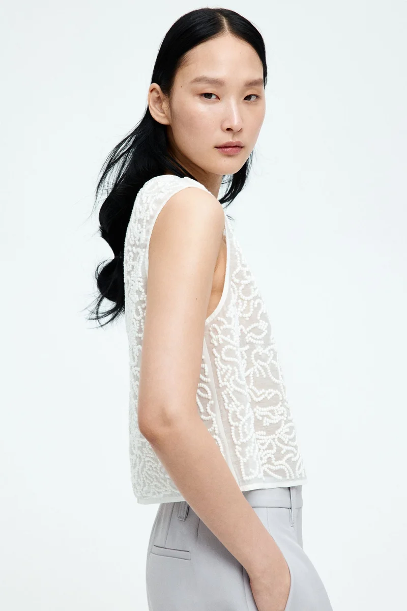 H&M Sheer embroidered top