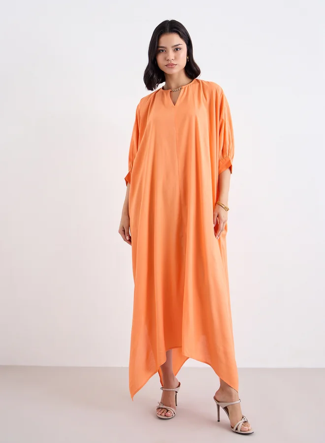Styli Styli Women Orange Loose Fit Batwing Sleeves Shift Maxi Dress