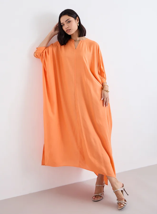 Styli Styli Women Orange Loose Fit Batwing Sleeves Shift Maxi Dress