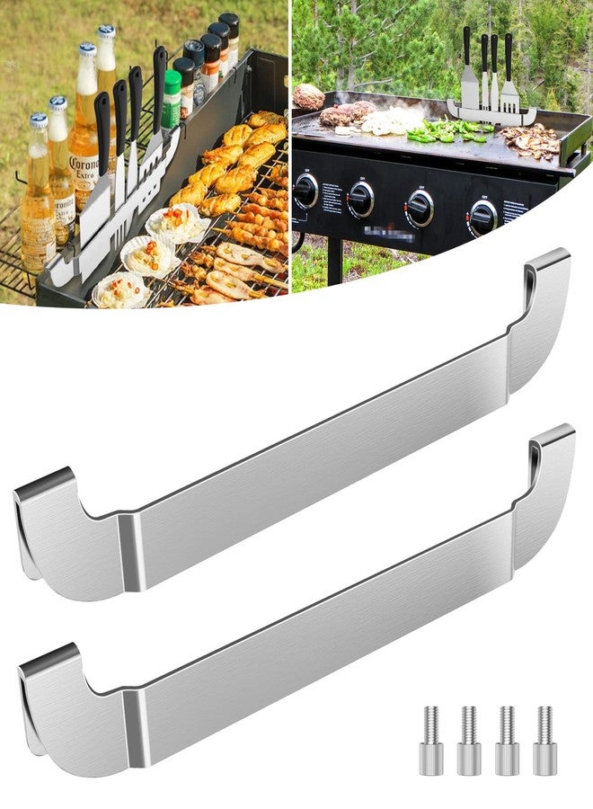 tonhui 2 Pack Griddle Spatula Holder, 10 Inch Stainless Steel Barbecue Tool Hold Rack, Outdoor Picnic Griddle Accessories for Blackstone, Royal Gourmet and Other Flat Top Griddle - Image 1