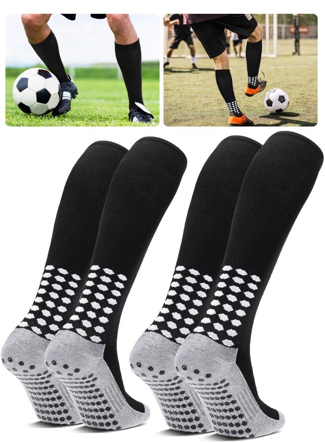 2 Pairs Non Slip Knee High Compression Soccer Football Grip Socks Available - Image 1