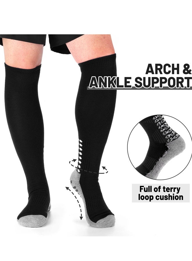 2 Pairs Non Slip Knee High Compression Soccer Football Grip Socks Available - Image 3