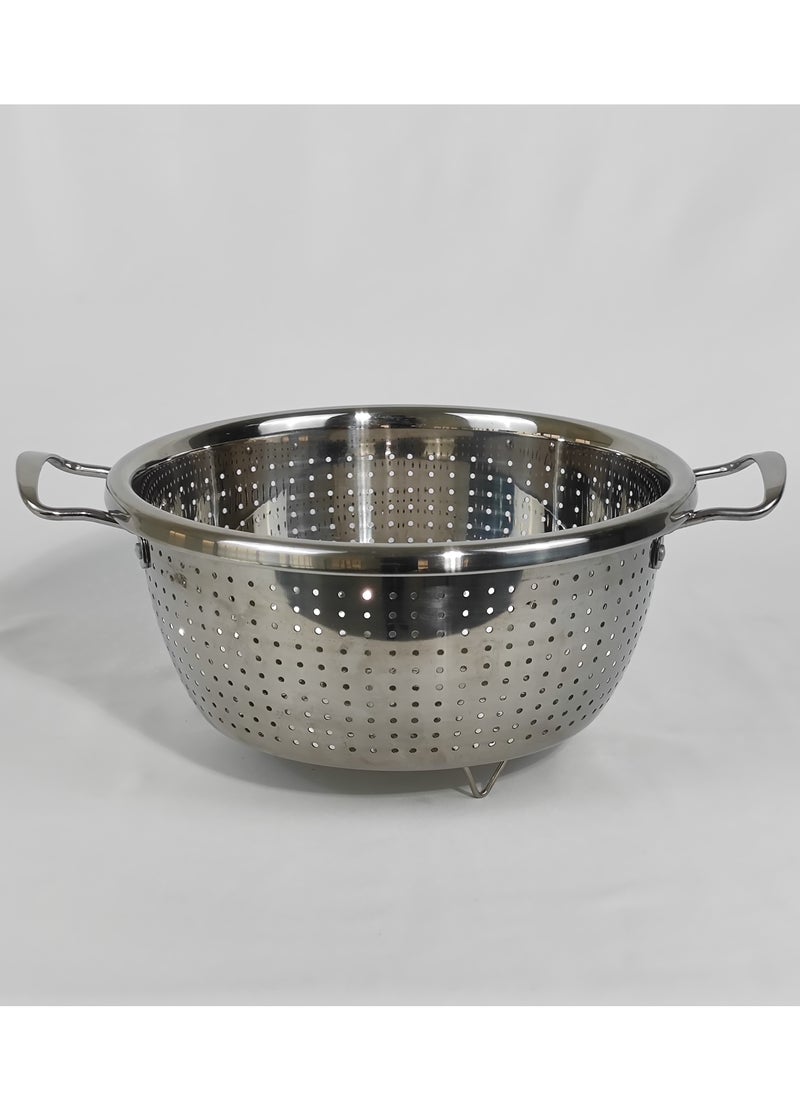 HTH Multipurpose Versatile Kitchen Gadgets Stainless Steel Colander Micro Perforated Strainer Drainer with Handle for Rice Fruits Vegetable Noodles Pasta Beans Grains Washing Filter Basket for Kitchen Bowl Storing and Straining Purpose 22/24/26/28/30/32 cm  - Image 2