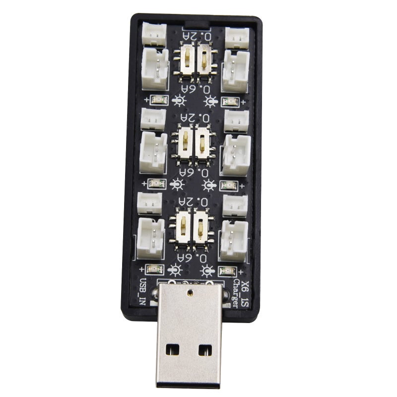 Blomiky 6-in-1 1S Li-ion/Lipo 3.7V-3.8V USB Seat Charger with JST-PH2.0 and JST1.25 Plug Suitable for Emax 1S 450mAh Lipo Battery / 6-in-1 Charger - Image 2