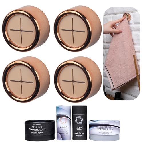 HEFA Modern Elegant 4 Pack Towel Hooks, Rose Gold, Plastic, Wall Mount, 2 Pounds Max Weight, Kitchen, Bathroom - Image 1