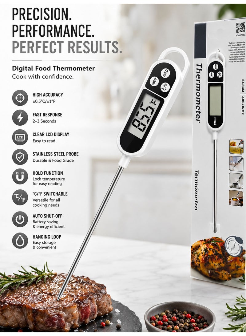 Digital Meat Thermometer for Cooking, Instant Read Food Thermometer with Stainless Steel Probe for BBQ, Grilling, Baking & Kitchen Use - Image 4