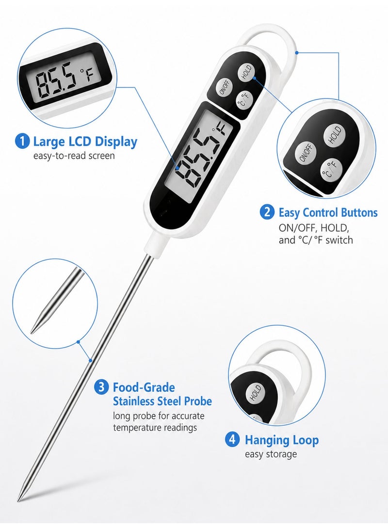 Digital Meat Thermometer for Cooking, Instant Read Food Thermometer with Stainless Steel Probe for BBQ, Grilling, Baking & Kitchen Use - Image 3