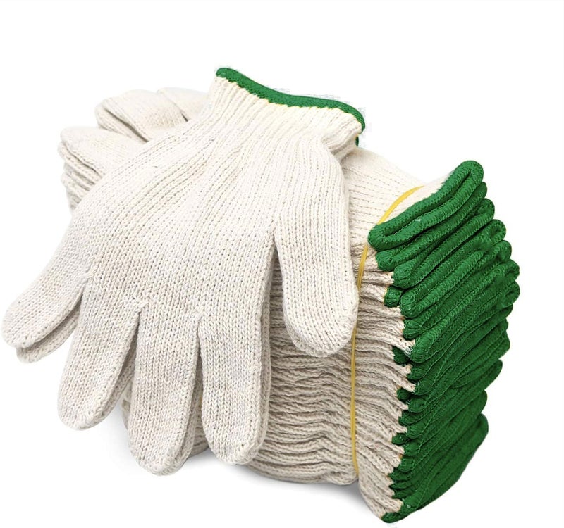 Evridwear Cotton Polyester String Knit Shell Safety Protection Work Gloves for Painter Mechanic Industrial Warehouse Gardening Construction Men & Women 12 Pairs, no Dots, XLarge Size - Image 1