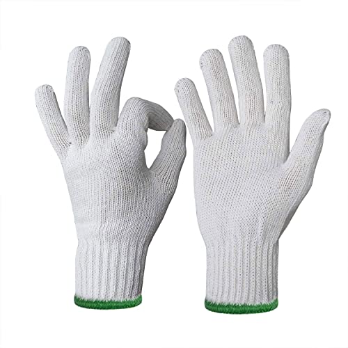 Evridwear Cotton Polyester String Knit Shell Safety Protection Work Gloves for Painter Mechanic Industrial Warehouse Gardening Construction Men & Women 12 Pairs, no Dots, XLarge Size - Image 5