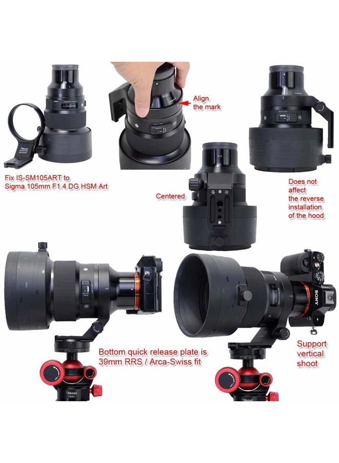 iShoot Lens Collar Tripod Mount Ring Support Holder BracketCompatible with Sigma 105mm f/1.4 DG HSM Art (EF/FX/FE/L Mount) & Sigma 100-400mm f/5-6.3 DG DN OS (E/L Mount) Lens, Bottom is Arca Fit Plate - Image 5