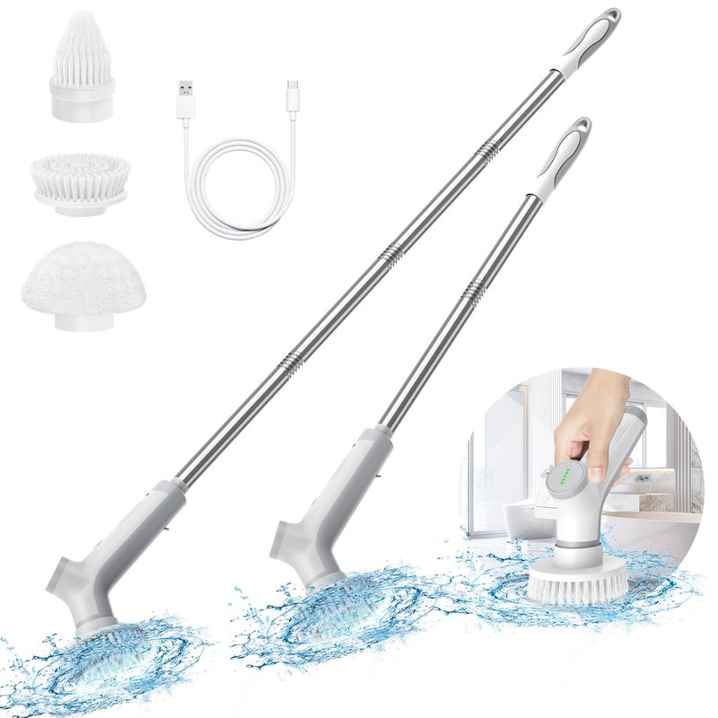 Vewior Electric Spin Scrubber  Cordless Cleaning Brush With 3 Adjustable Angle 2 Speeds 3 Replaceable Brush Heads  Electric Cleaning Brush For Floor Bathroom Tub Tile Kitchen Window - Image 1
