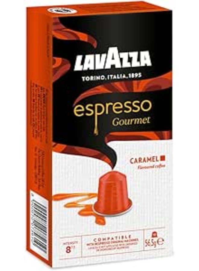 Lavazza, Espresso Gourmet Caramel, Nespresso Original Machine-Compatible Coffee Capsules, with the Natural Caramel Aroma, 100% Arabica, Intensity 8/13, Medium Roast, 1 Pack of 10 Pods