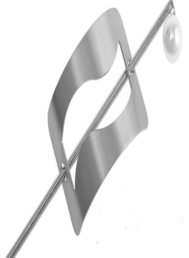 WECROO Pearl Hair Clips, Wave Design Metal Barrettes, Gold and Silver, 2-Pack Metal Juda Stick Bun Pin Hair Updo Stick Hair Accessories for Women Girls (Gold,Silver) - Image 2