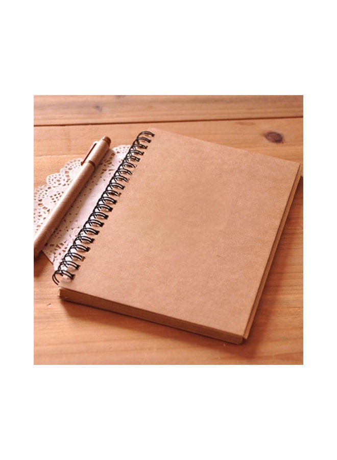 NIBEMINENT Retro Simple Coil Sketch Painting Notepad Brown - Image 1