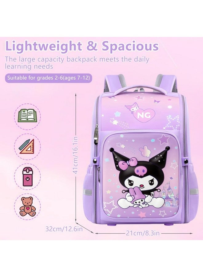Climberty¬Æ Kuromi Backpack for School Girls Sanrio Kwaii School Backpack Multi Layer Book Bag Burden Relief Student Backpack Travel Backpack School Gift Rakhi Gift for Girls Teens - Image 2