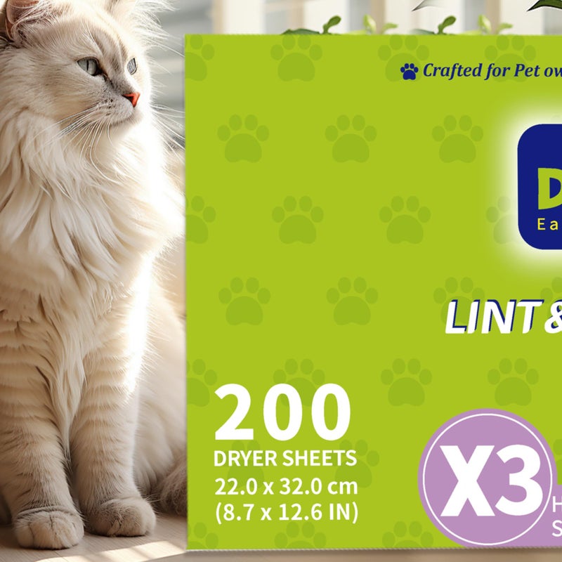 DR. EASY Dr.Easy LINT & HAIR REMOVER Pet HUGESHEETS with 3X Dryer Sheets, Lavender Fresh, 200 Count,PLANT&MINERAL-BASED FORMULA - Image 5