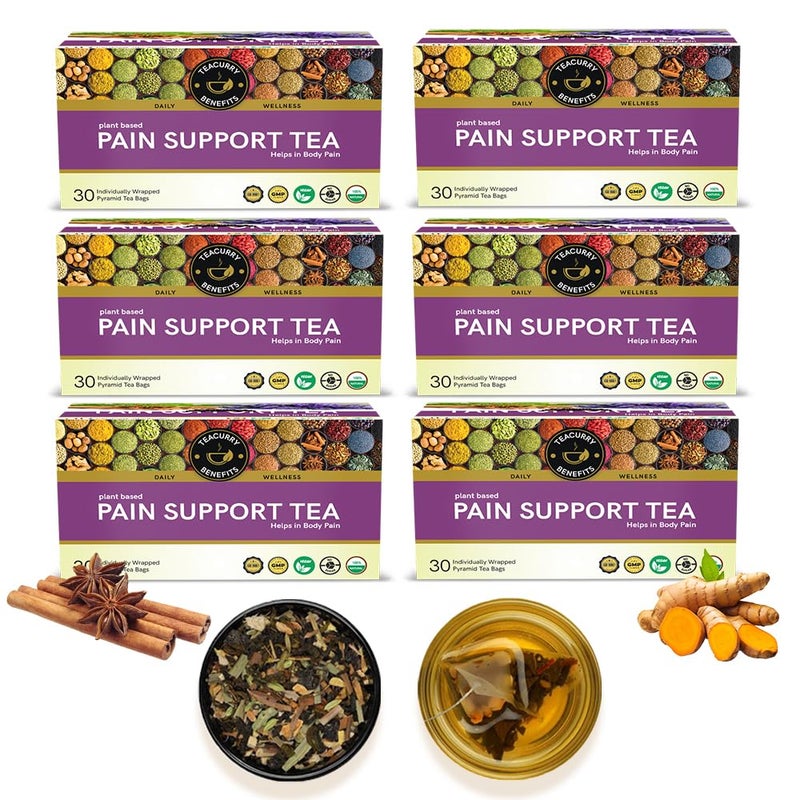 Teacurry Pain Support Tea (6 month Pack, 180 Tea Bags) - Helps with Pain, Headaches & Joint Support - Image 1