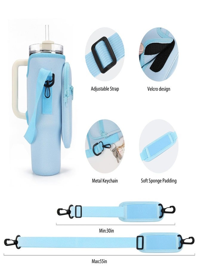 GOEWY Water Bottle Carrier Bag for Stanley 40oz Tumbler with Phone Pocket Water Bottle Holder with Strap Neoprene Water Bottle Pouch for Stanley Cup Accessories - Image 4