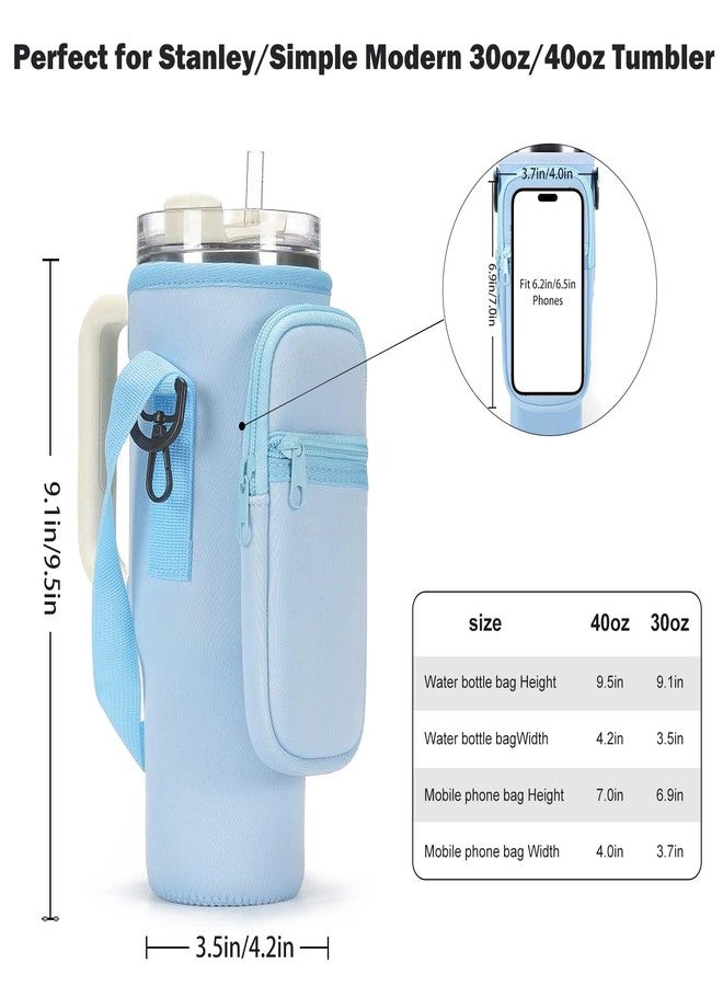 GOEWY Water Bottle Carrier Bag for Stanley 40oz Tumbler with Phone Pocket Water Bottle Holder with Strap Neoprene Water Bottle Pouch for Stanley Cup Accessories - Image 2