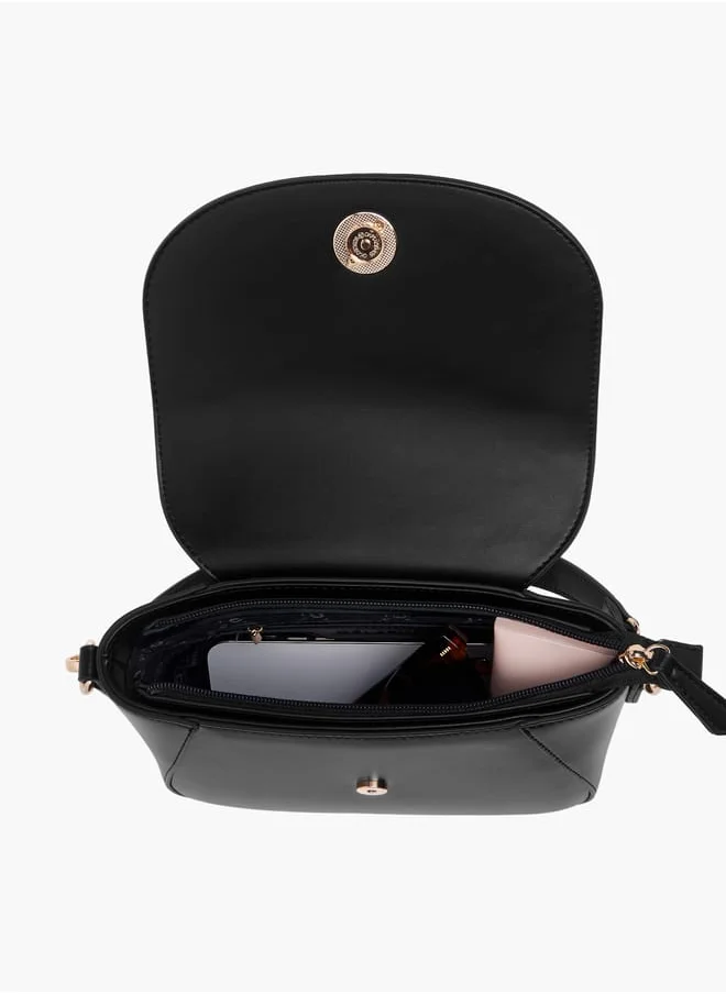 سيليست Women Solid Crossbody Bag with Button Closure and Adjustable Strap