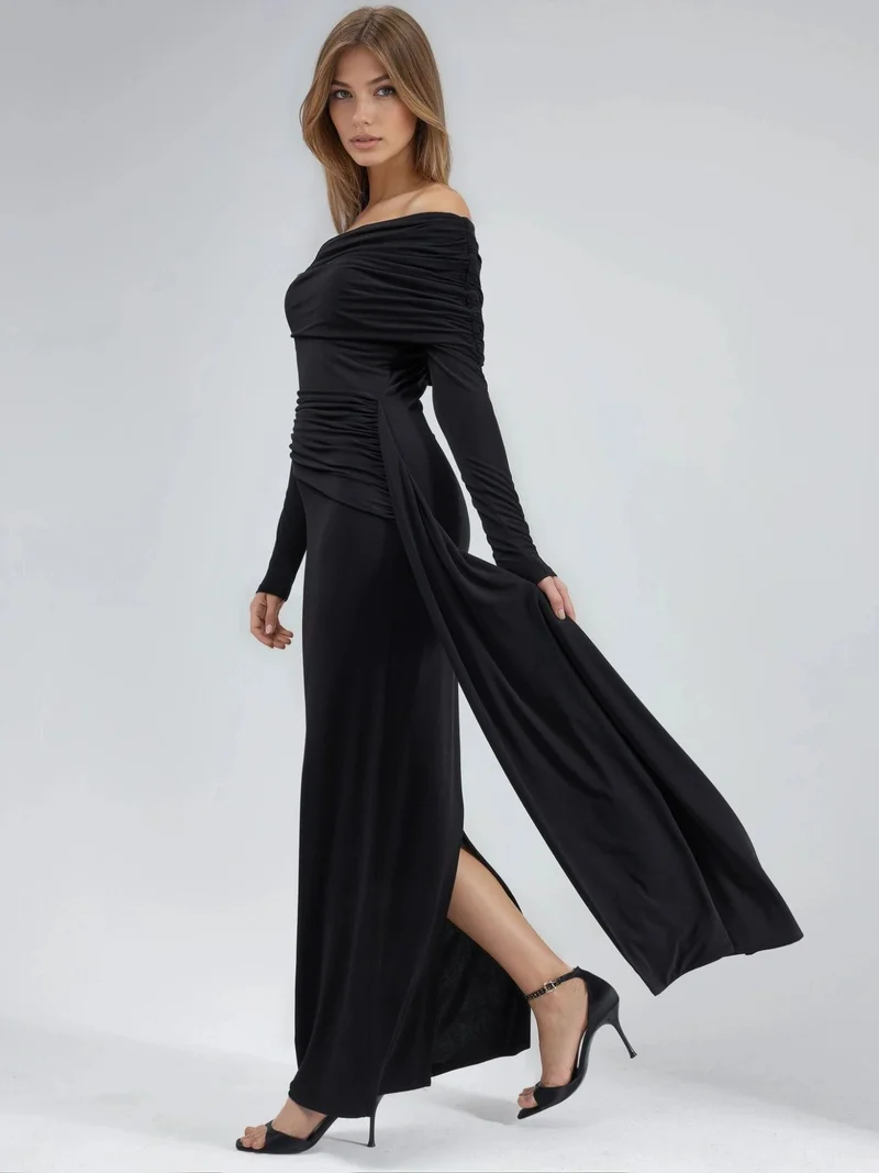 هيكاب Asymmetrical Bodycon Maxi Dress with Slit