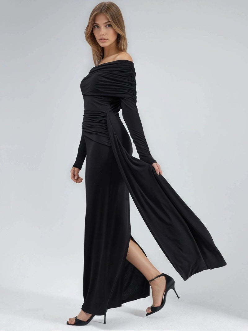 HICCUP Asymmetrical Bodycon Maxi Dress with Slit - Image 2