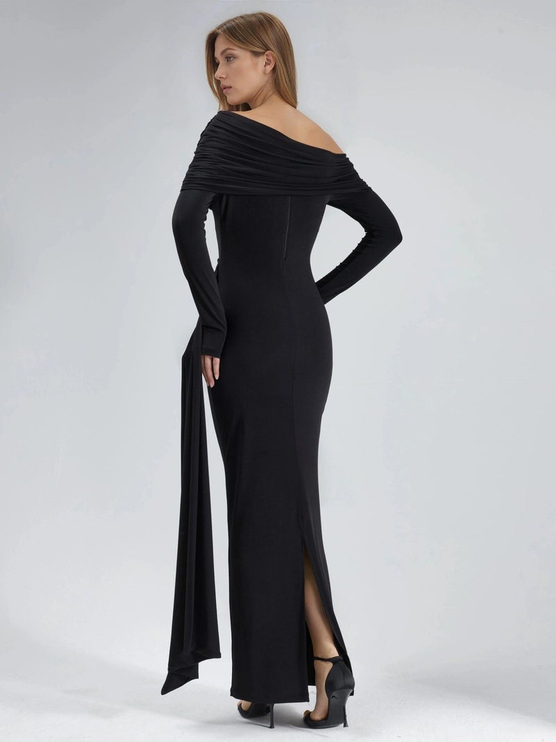 HICCUP Asymmetrical Bodycon Maxi Dress with Slit - Image 3