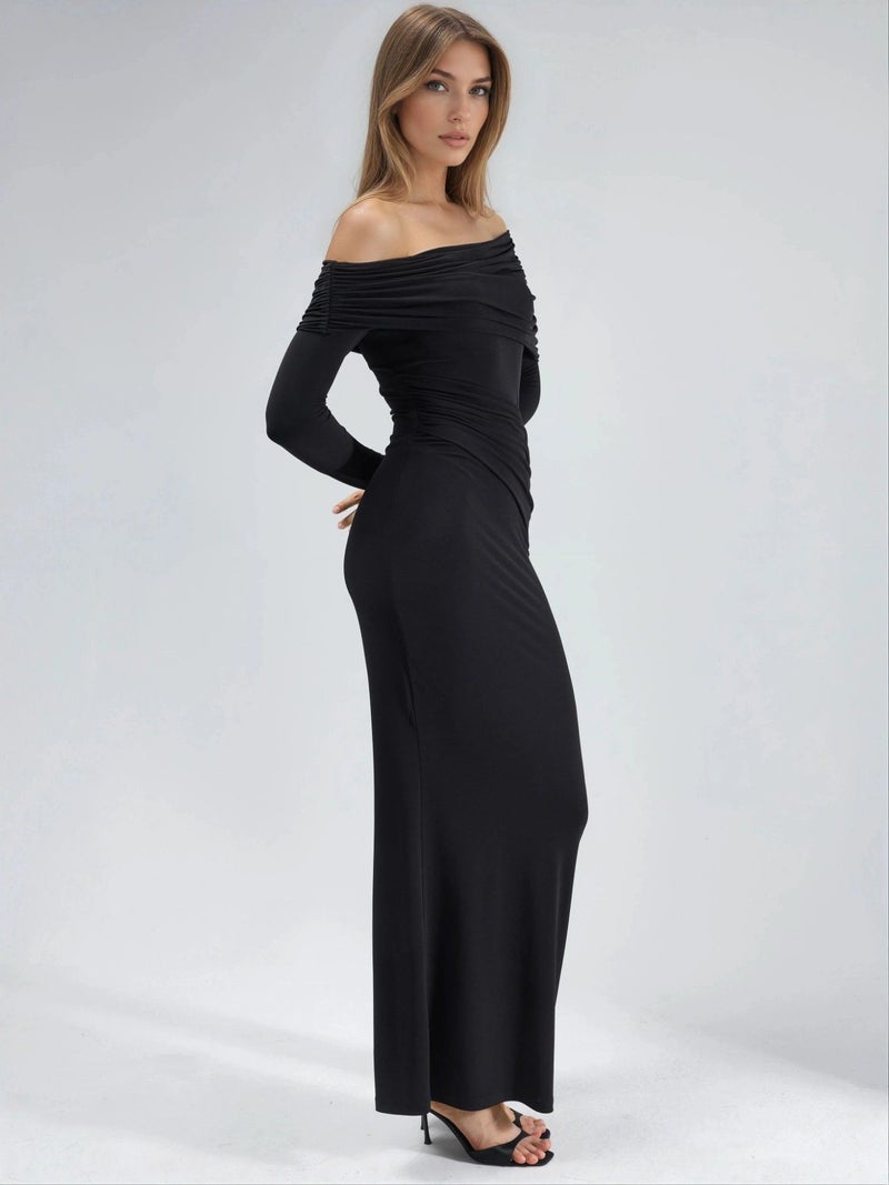 HICCUP Asymmetrical Bodycon Maxi Dress with Slit - Image 4
