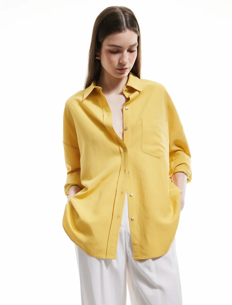 كوتون Linen Blend Shirt