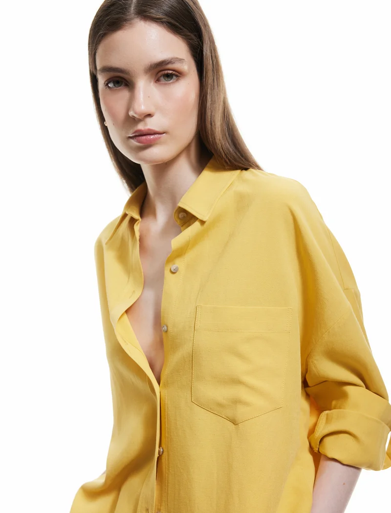 كوتون Linen Blend Shirt