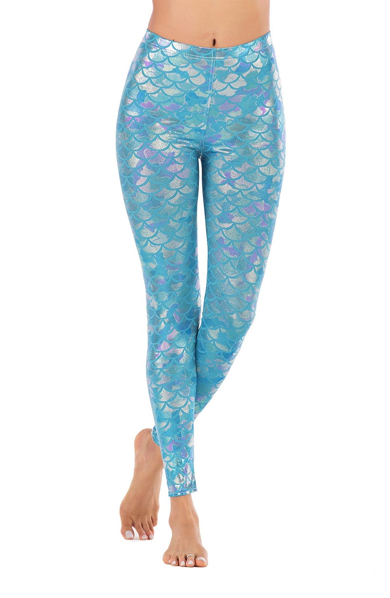 Alaroo Halloween Shiny Fish Scale Mermaid Leggings for Women Pants M - Image 3