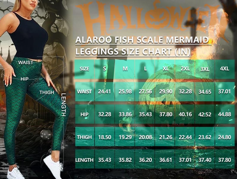 Alaroo Halloween Shiny Fish Scale Mermaid Leggings for Women Pants M - Image 4