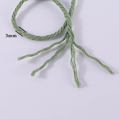 ZXCDINO Avocado Green Macrame Cord 3mm x 109Yards,Colored Cotton Rope Craft Cord Colorful Cotton Cord Twine for Wall Hanging Plant Hangers Crafts Knitting Decorative Projects - Image 3