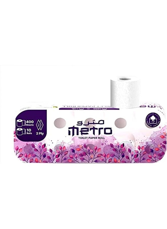 AL MADINA - Metro Toilet Roll 400 Sheets Absorbent, Sterilized, Soft Toilet Paper, 2 Ply, Pack of 10 Rolls - Image 1