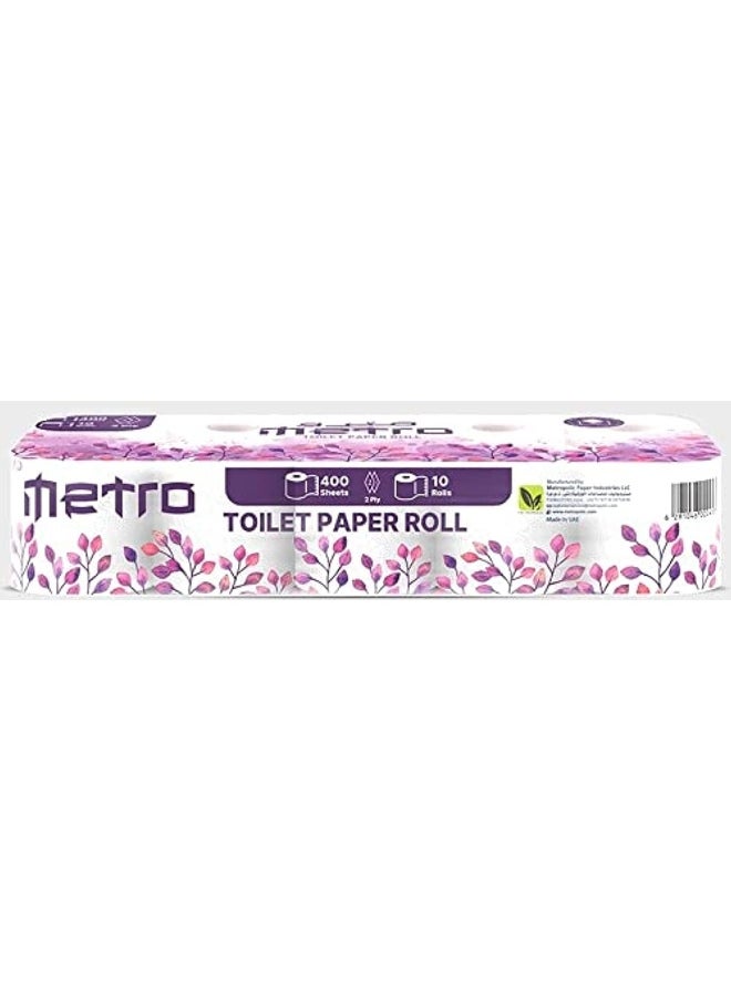 AL MADINA - Metro Toilet Roll 400 Sheets Absorbent, Sterilized, Soft Toilet Paper, 2 Ply, Pack of 10 Rolls - Image 1