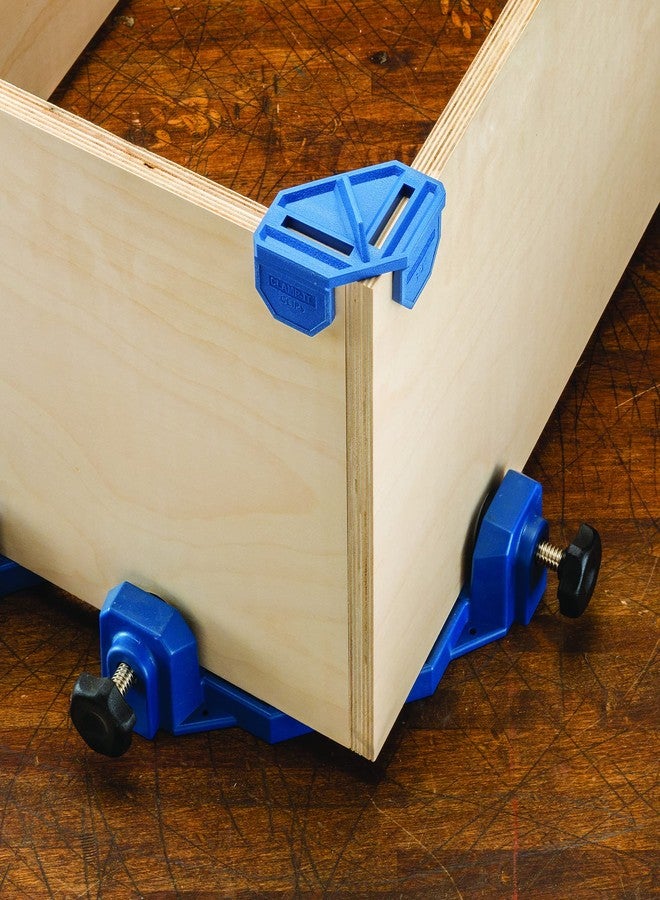 ROCKLER ¾” Quick Grip Corner Clamp Clips (Blue, 4 Pack) - Polypropylene 90 Degree Angle Clamps Clips - Corner Clamps for Woodworking to Lock onto 3/4” Boards - Ideal Corner Tool for Driving Nails & Screws - Image 2