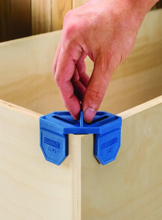ROCKLER ¾” Quick Grip Corner Clamp Clips (Blue, 4 Pack) - Polypropylene 90 Degree Angle Clamps Clips - Corner Clamps for Woodworking to Lock onto 3/4” Boards - Ideal Corner Tool for Driving Nails & Screws - Image 5