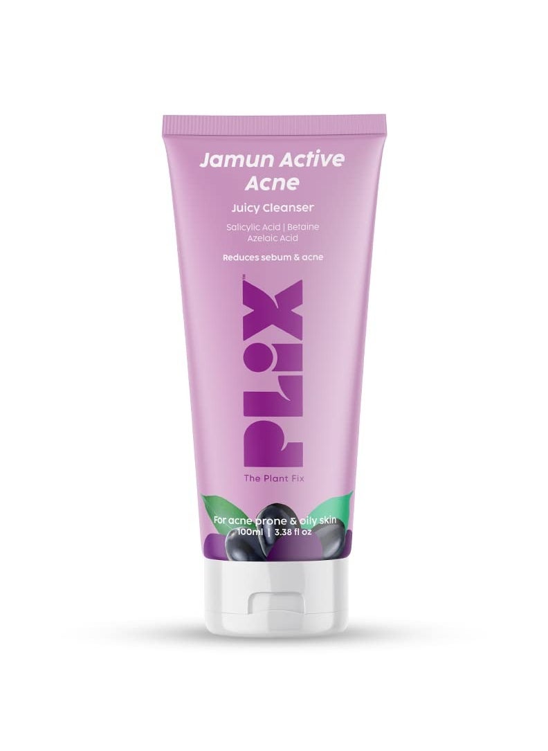 PLIX THE PLANT FIX - Salicylic Acid Jamun Face Wash Cleanser Gel For Active Acne and Oil Control For Breakouts Oily and Acne Prone Skin Women and Men 100 ml - Image 1